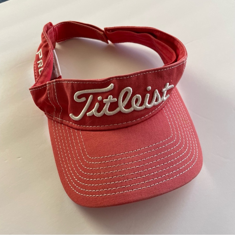 Titleist mens visor golf red white adjustable strap 100% cotton